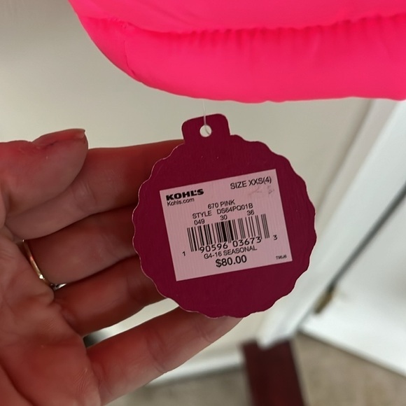 Brand New SO Bright Neon Pink Zip Up Winter Jacket Hooded Puffer Faux Fur Trim - Picture 7 of 15